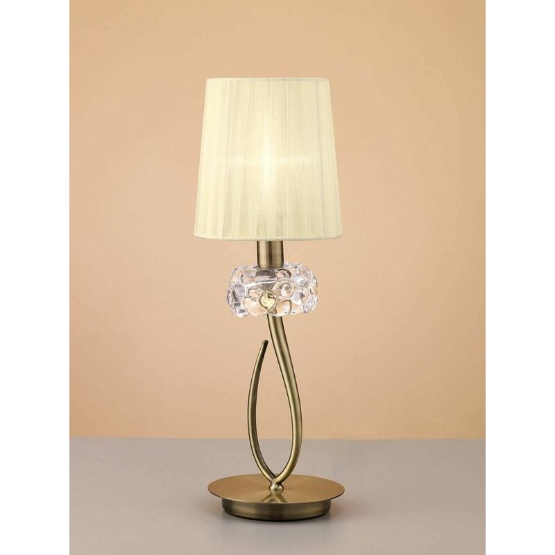 Loewe Table Lamp 1 Bulb E14 Small, antique brass with Cream shade