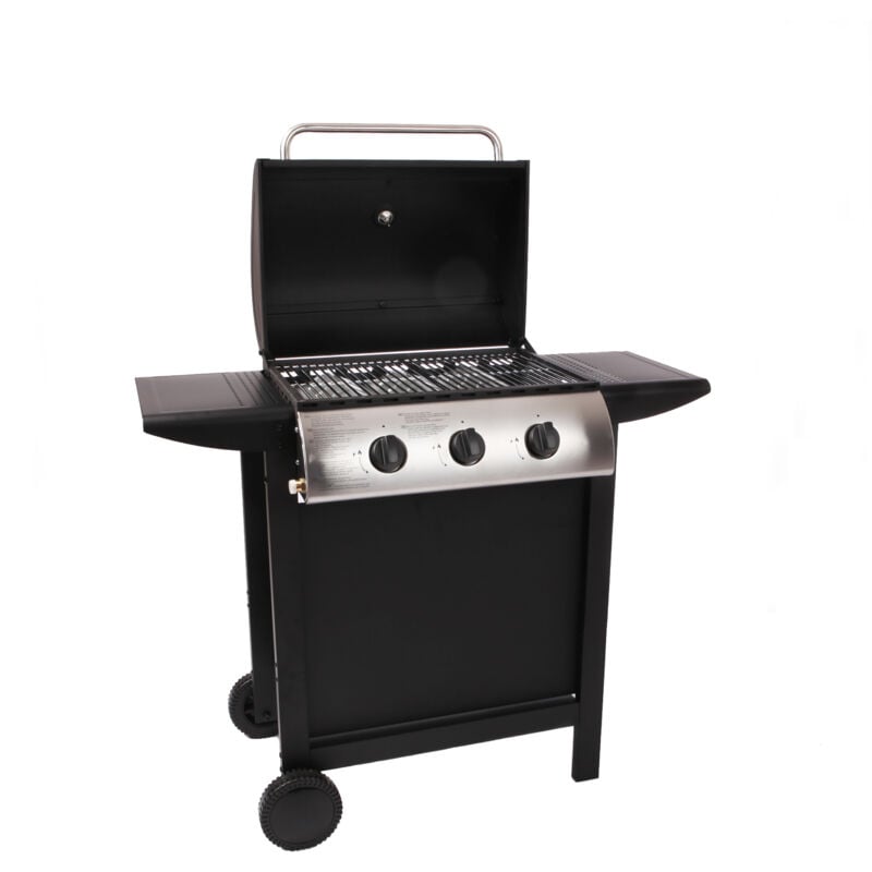 Lofoten - Barbecue a gas da esterno 3 fuochi - Potenza 8,4 kW - Chiusura cappa con termometro - 2 Griglie in acciaio cromato, 2 ripiani laterali, 1