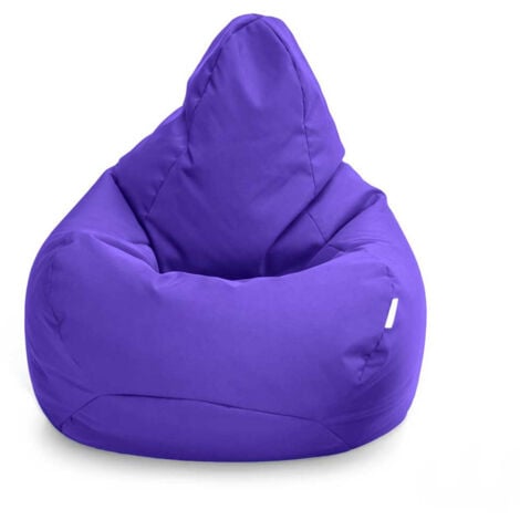 LOFT 25 Fauteuil Pouf de jeu pour salon, intérieur et extérieur pouf à dossier haut pour adultes, 80x75 cm pouf poire résistant à l'eau avec remplissage - Marine (pouf poire)