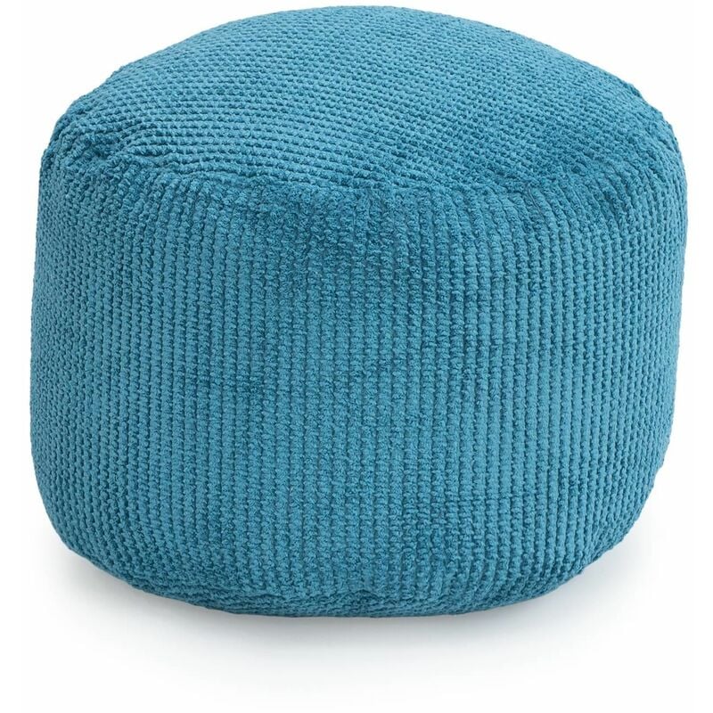 Loft 25 - Pouf poggiapiedi per soggiorno - Poggiapiedi a sacco in velluto a coste con morbida imbottitura - Pouf rotondo per rilassarsi - Verde acqua