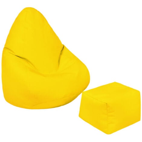 Loft 25 - Pouf de jeu avec repose-pieds, pouf de jeu pour enfants résistant à l'eau pour intérieur et extérieur, pouf pour enfants avec pouf pour jouer - Jaune (Pouf avec Repose-pieds)