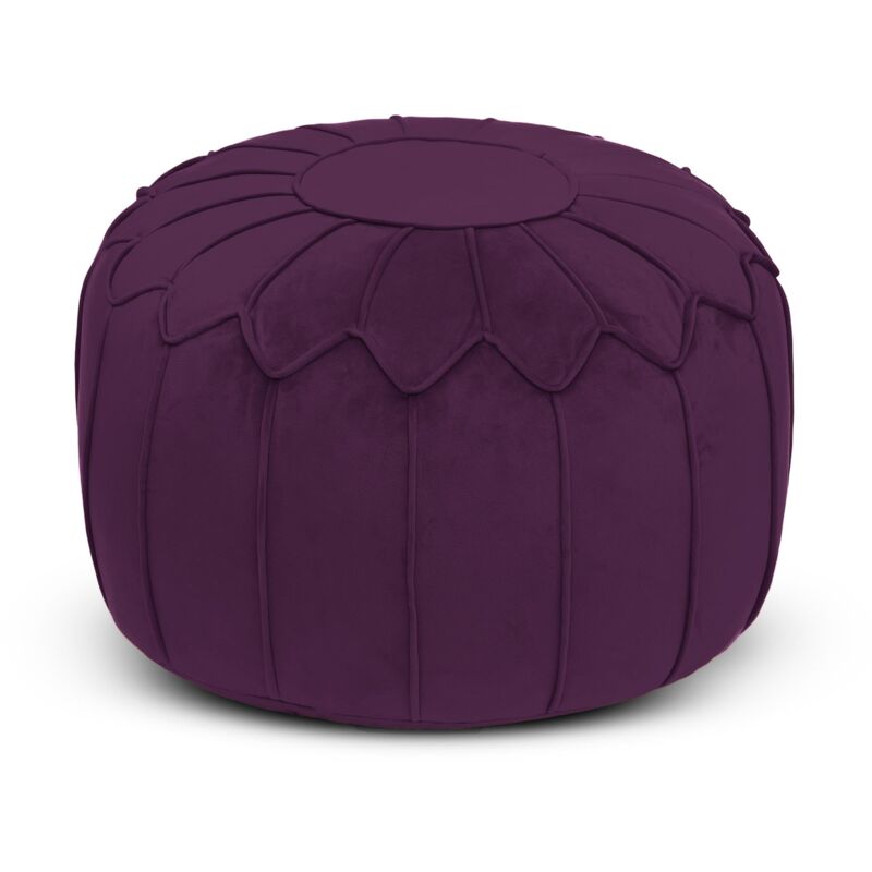 Pouf d'intérieur, Pouf Pouf de luxe pour salon, Pouf en velours 45x27 cm avec rembourrage en perles, Pouf de jeu pour adultes - Aubergine - Loft 25