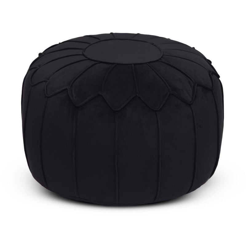 Pouf d'intérieur, Pouf Pouf de luxe pour salon, Pouf en velours 45x27 cm avec rembourrage en perles, Pouf de jeu pour adultes - Noir - Loft 25