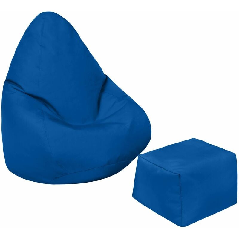 Pouf pour enfants avec repose-pieds pour le salon, siège pouf de jeu pour enfants résistant à l'eau, pouf d'extérieur avec pouf - Bleu marocain (Pouf