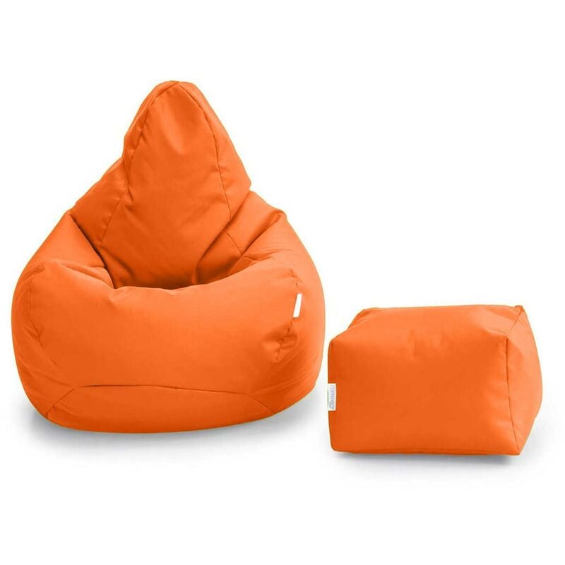 Loft 25 - Pouf de jeu avec repose-pieds pour salon, pouf d'extérieur à dossier haut pour adultes avec repose-pieds, poufs résistants à l'eau avec