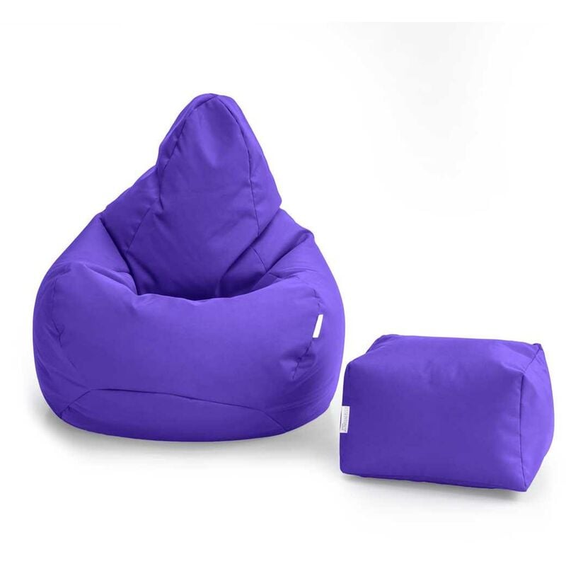 Loft 25 - Pouf de jeu avec repose-pieds pour salon, pouf d'extérieur à dossier haut pour adultes avec repose-pieds, poufs résistants à l'eau avec