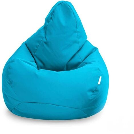 LOFT 25 - Pouf poltrona a sacco per soggiorno - Pouf poltrona con schienale alto per il gioco - Pouf a sacco resistente all'acqua per interni ed esterni - Aqua