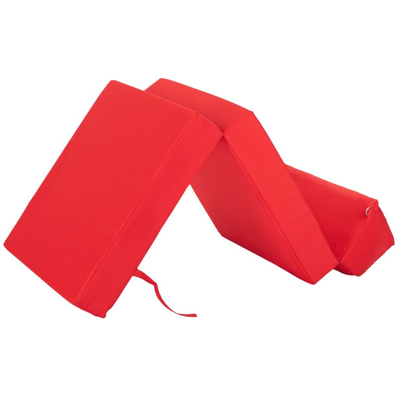 Single Fold Out Sofa Bed Futon Foam Filled Chair Guest Z Bed Folding Mattress, Red - Loft 25