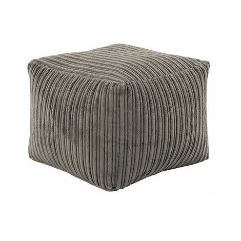 LOFT25 Loft 25 - Sitzsack-Fußhocker für das Wohnzimmer, weicher Jumbo-Sitzsack aus Cord mit Füllung, quadratischer Sitzsack für den Innenbereich, Gaming-Fußhocker für Erwachsene und Kinder - Holzkohle