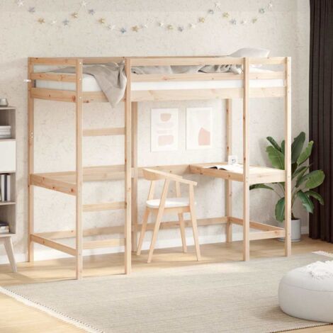Loft Bed without Mattress 90x190 cm Single Solid Wood Pine vidaXL