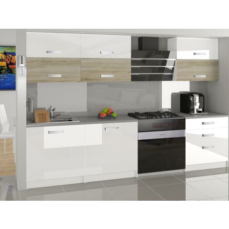 LOFT | Cocina lineal modular completa L 180 cm 6 piezas | Plan de trabajo INCLUIDO | Conjunto de mueble de cocina lacado