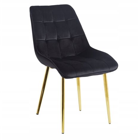 Loft-Esszimmerstuhl, schwarz gesteppter Samt, goldglänzend, Furnitex