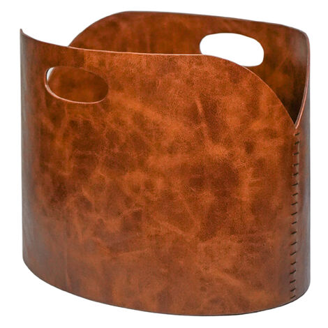 Log Bucket - Faux Leather - L30 x W40 x H30 cm - Tan