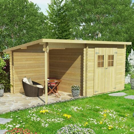 Log Cabin Garden Shed Solid Wood 28 mm 5.3x3 m