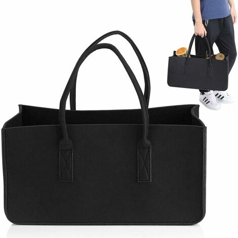 Log Holder Collapsible Basket Felt Bags Log Basket Log Basket Collapsible Wooden Bag Foldable Log Holder Storage Basket Felt Wood Pouch for Door
