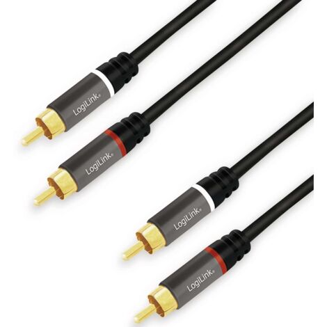 LOGILINK Cinchkabel CA1209, 10 m, 2x2 Cinchstecker, schwarz