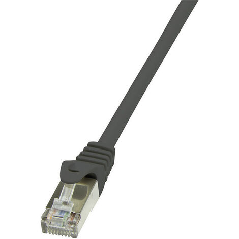 LogiLink CP2023S RJ45 Patchkabel CAT 6 F/UTP 0.50 m Schwarz mit Rastnasenschutz 1 St.