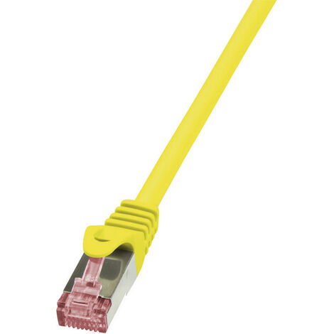 LogiLink CQ2017S RJ45 Netzwerkkabel, Patchkabel CAT 6 S/FTP 0.25 m Gelb Flammwidrig, mit Rastnasensc