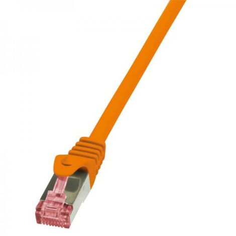 LogiLink  CQ2018S RJ45 Cavo di rete, cavo patch CAT 6 S/FTP 0.25 m Arancione Ritardante di fiamma, con protezione 1 pz.