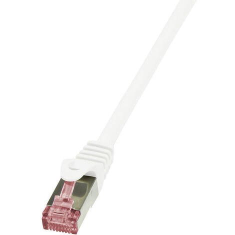 LogiLink CQ2031S RJ45 Patchkabel CAT 6 S/FTP 1.00 m Weiß Flammwidrig, mit Rastnasenschutz 1 St.