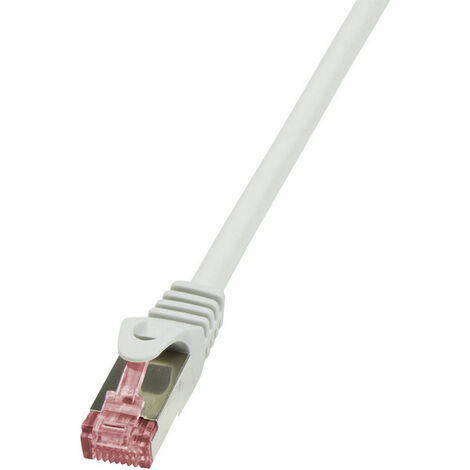LogiLink CQ2032S RJ45 Netzwerkkabel, Patchkabel CAT 6 S/FTP 1.00 m Grau Flammwidrig, mit Rastnasensc