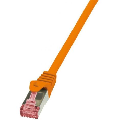 LogiLink  CQ2038S RJ45 Cavo di rete, cavo patch CAT 6 S/FTP 1.00 m Arancione Ritardante di fiamma, con protezione 1 pz.
