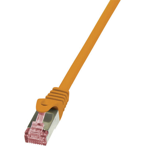LogiLink CQ2038S RJ45 Patchkabel CAT 6 S/FTP 1.00 m Orange Flammwidrig, mit Rastnasenschutz 1 St.
