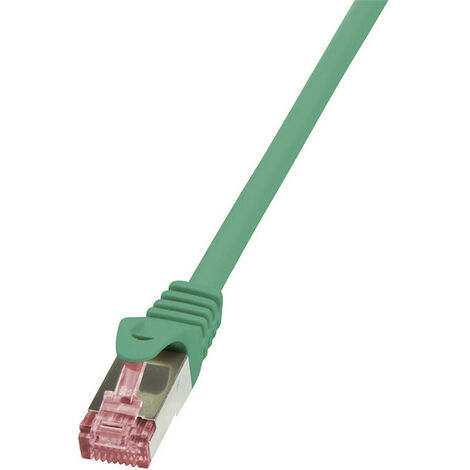 LogiLink CQ2045S RJ45 Netzwerkkabel, Patchkabel CAT 6 S/FTP 1.50 m Grün Flammwidrig, mit Rastnasensc