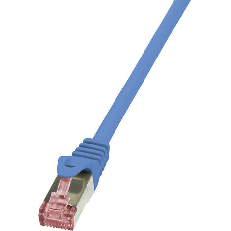 LogiLink CQ2046S RJ45 Netzwerkkabel, Patchkabel CAT 6 S/FTP 1.50 m Blau Flammwidrig, mit Rastnasensc