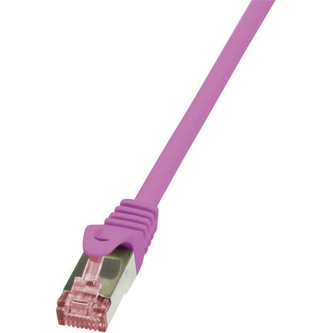 LogiLink CQ2049S RJ45 Netzwerkkabel, Patchkabel CAT 6 S/FTP 1.50 m Pink Flammwidrig, mit Rastnasensc