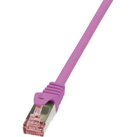 LogiLink CQ2069S RJ45 Netzwerkkabel, Patchkabel CAT 6 S/FTP 3.00 m Pink Flammwidrig, mit Rastnasensc
