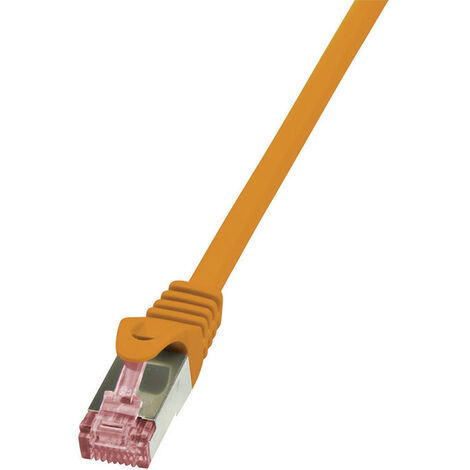LogiLink CQ2078S RJ45 Netzwerkkabel, Patchkabel CAT 6 S/FTP 5.00 m Orange Flammwidrig, mit Rastnasen