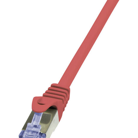 LogiLink CQ3014S RJ45 Netzwerkkabel, Patchkabel CAT 6a S/FTP 0.25 m Rot Flammwidrig, mit Rastnasensc