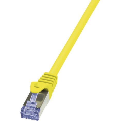 LogiLink CQ3017S RJ45 Netzwerkkabel, Patchkabel CAT 6a S/FTP 0.25 m Gelb Flammwidrig, mit Rastnasens