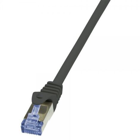 LogiLink CQ3023S RJ45 Cavo di rete, cavo patch CAT 6A S/FTP 0.50 m Nero Ritardante di fiamma, con protezione 1 pz.
