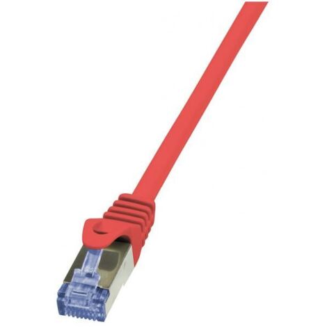 LogiLink  CQ3024S RJ45 Cavo di rete, cavo patch CAT 6A S/FTP 0.50 m Rosso Ritardante di fiamma, con protezione 1 pz.