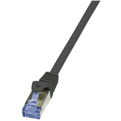 LogiLink CQ3033S RJ45 Cavo di rete, cavo patch CAT 6A S/FTP 1.00 m Nero Ritardante di fiamma, con protezione 1 pz.