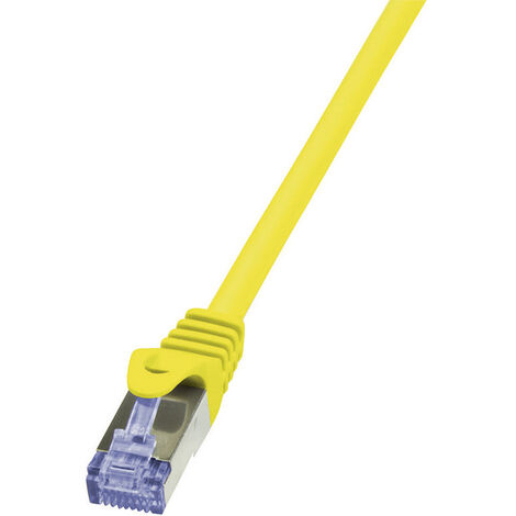 LogiLink CQ3037S RJ45 Netzwerkkabel, Patchkabel CAT 6a S/FTP 1.00 m Gelb Flammwidrig, mit Rastnasens