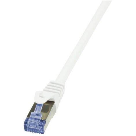 LogiLink  CQ3041S RJ45 Cavo di rete, cavo patch CAT 6A S/FTP 1.50 m Bianco Ritardante di fiamma, con protezione 1 pz.