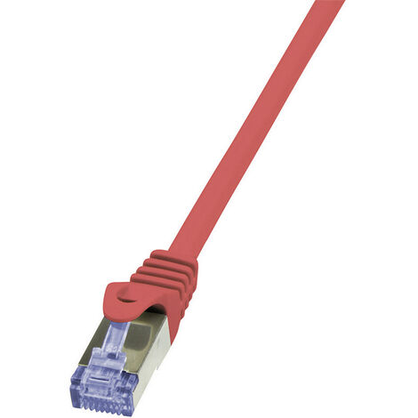 LogiLink CQ3054S RJ45 Netzwerkkabel, Patchkabel CAT 6a S/FTP 2.00 m Rot Flammwidrig, mit Rastnasensc