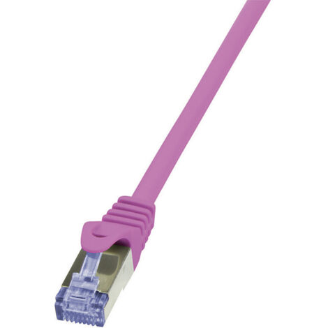 LogiLink CQ3059S RJ45 Netzwerkkabel, Patchkabel CAT 6a S/FTP 2.00 m Pink Flammwidrig, mit Rastnasens
