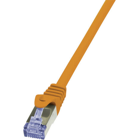 LogiLink CQ3098S RJ45 Patchkabel CAT 6a S/FTP 10.00 m Orange Flammwidrig, mit Rastnasenschutz 1 St.