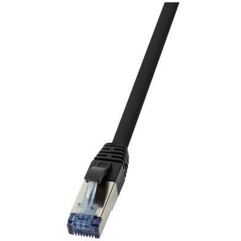 LogiLink CQ6025S RJ45 CAT 6a S/FTP 0.50 m noir blindage par tresse, sans halogène, gaine PUR, résistant aux acides, résistant aux huiles 1 pc(s) Y250612