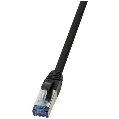 LogiLink CQ6055S RJ45 CAT 6a S/FTP 2.00 m noir blindage par tresse, sans halogène, gaine PUR, résistant aux acides, résistant aux huiles 1 pc(s) Y250682