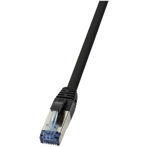 LogiLink CQ6055S RJ45  CAT 6a S/FTP 2.00 m Schwarz Geflechtschirm, Halogenfrei, PUR-Mantel, Säurebes
