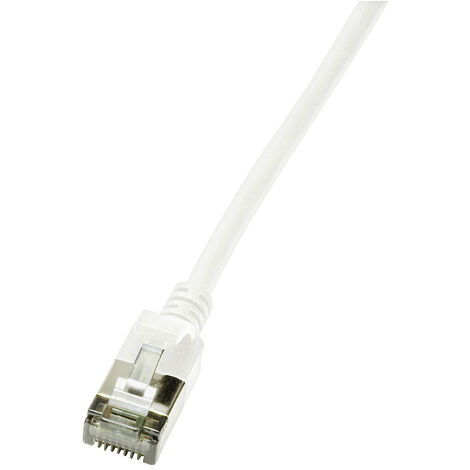 LogiLink CQ9021S RJ45 Netzwerkkabel, Patchkabel CAT 6a U/FTP 0.50 m Weiß extrem dünn, Flammwidrig, F