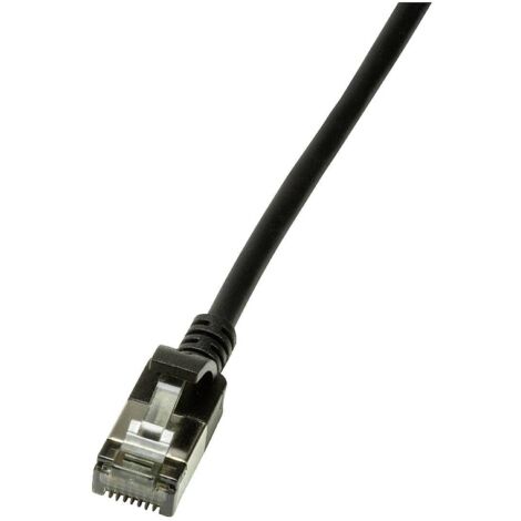LogiLink CQ9033S RJ45 Câble réseau, câble patch CAT 6a U/FTP 1.00 m noir extrêmement fin, ignifuge, flexible, feuille de blindage, sans halogène, X914012