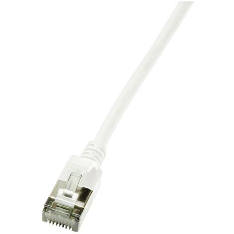 LogiLink CQ9041S RJ45 Câble réseau, câble patch CAT 6a U/FTP 1.50 m blanc extrêmement fin, ignifuge, flexible, feuille de blindage, sans halogène X914002