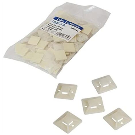 LOGILINK KAB0042 LOT DE 100 SUPPORTS D'ATTACHES DE CÂBLE AUTO-ADHÉSIVES 20 MM X 20 MM
