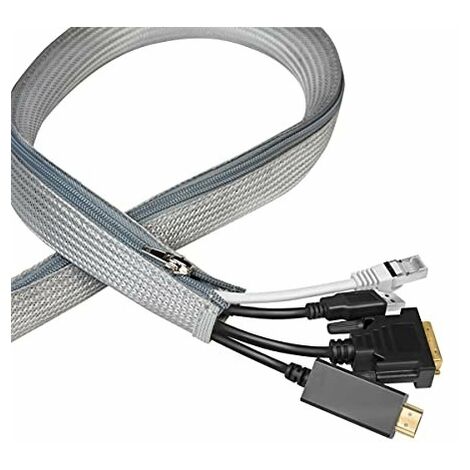 LOGILINK KAB0071 GAINE DE CÂBLE AVEC FERMETURE ÉCLAIR POUR PROTÉGER LES CÂBLES ET POUR UN ASPECT SOIGNÉ, Ø 20 MM, 1 M, GRIS